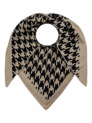 Zwillingsherz Driehoekige sjaal "Pied-de-poule" zwart/beige - (L)200 x (B)100 cm