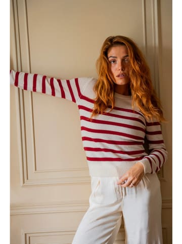 Maison Héritage Cashmere Kasjmieren trui crème/rood
