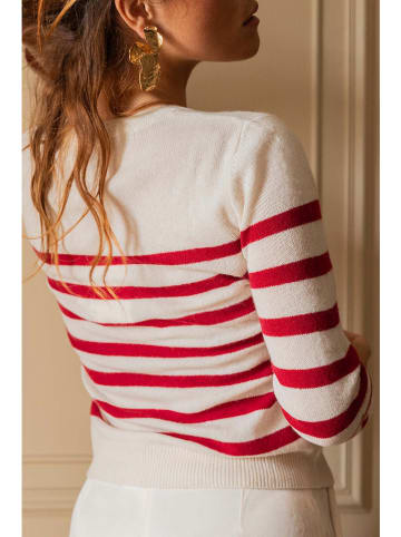 Maison Héritage Cashmere Kasjmieren trui crème/rood