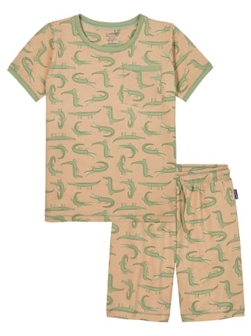 Claesens Piżama w kolorze beżowo-zielonym