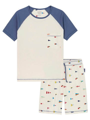 Claesens Pyjama crème/donkerblauw