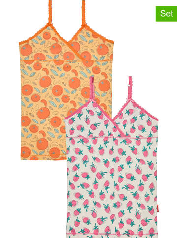 Claesens 2er Set: Unterhemden in Orange/ Pink/ Creme