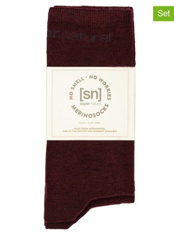 super.natural 2er-Set: Socken "All Day" in Bordeaux
