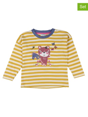 Lilly and Sid 2-delige set: longsleeves donkerblauw/geel/meerkleurig