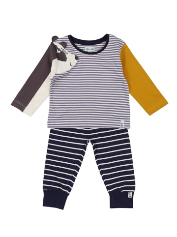 Lilly and Sid 2-delige outfit donkerblauw/grijs/geel
