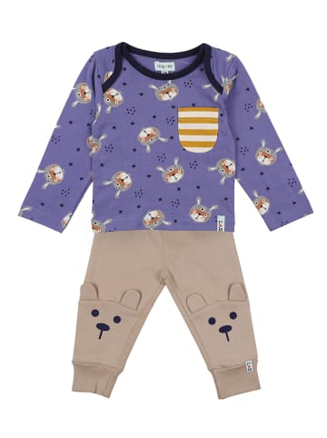 Lilly and Sid 2-delige outfit blauw/beige