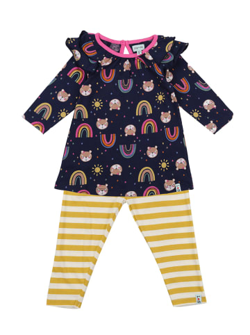 Lilly and Sid 2-delige outfit donkerblauw/geel/meerkleurig