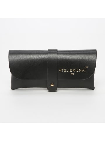 ATELIER ENAI Skórzane etui "Audrey" w kolorze czarnym na okulary - 16 x 7 cm