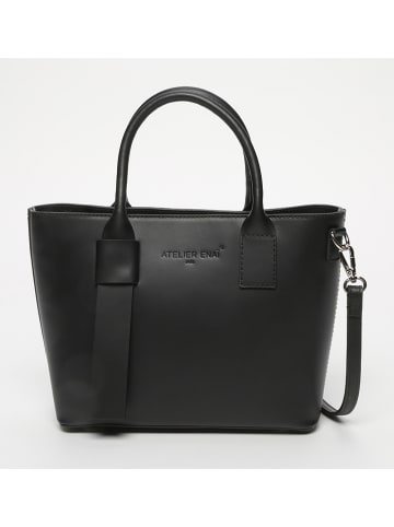 ATELIER ENAI Leder-Henkeltasche "Selena" in Schwarz - (B)27,5 x (H)20 cm