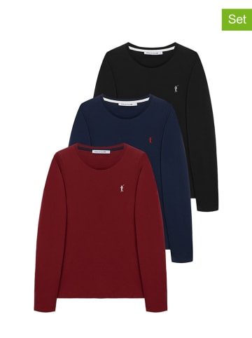 Polo Club 3-delige set: longsleeves bordeaux/zwart/donkerblauw