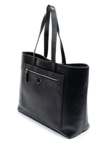 PRADA Leder-Schultertasche in Schwarz - (B)38 x (H)31 x (T)14 cm