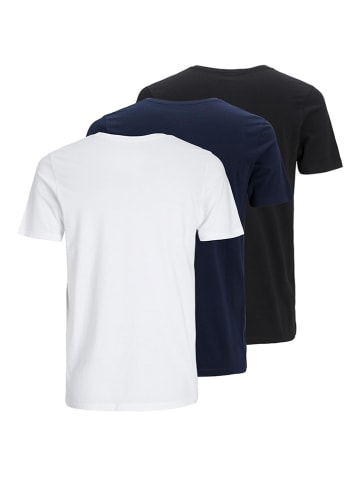 Jack & Jones 3er-Set: Shirts in Weiß/ Schwarz/ Dunkelblau