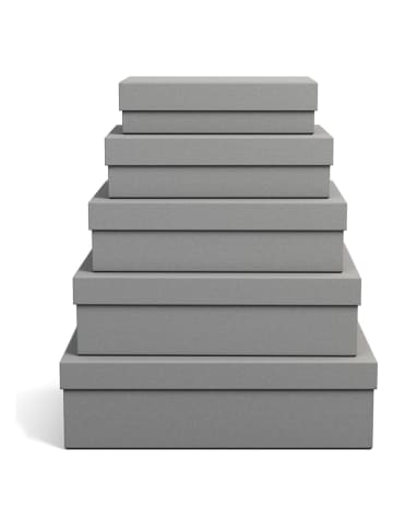 BigsoBox 5er-Set: Aufbewahrungsboxen "Cindy" in Grau