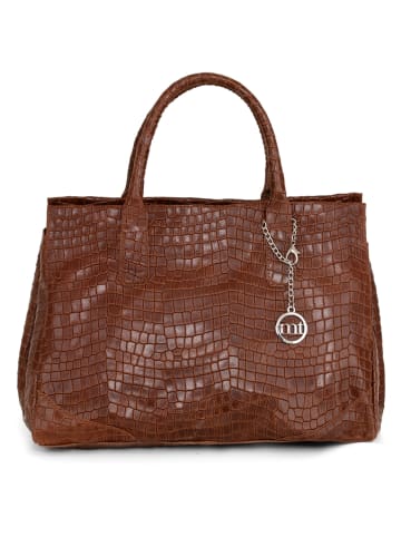 Mia Tomazzi Leder-Henkeltasche "Cardellino" in Braun - (B)35 x (H)25 x (T)19 cm