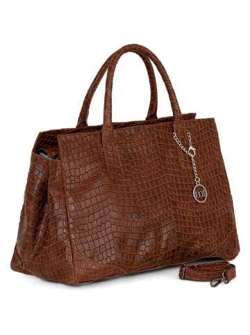Mia Tomazzi Leder-Henkeltasche "Cardellino" in Braun - (B)35 x (H)25 x (T)19 cm