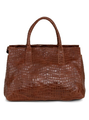 Mia Tomazzi Leder-Henkeltasche "Cardellino" in Braun - (B)35 x (H)25 x (T)19 cm