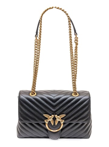 Pinko Skórzana torebka w kolorze czarnym - 26 x 17 x 8 cm