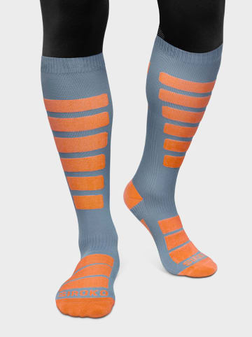 Siroko Functionele sokken "Aoraki" blauwgrijs/oranje