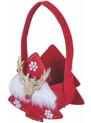 Villa d´Este Dekotasche "Xmas Reindeer" in Rot/ Weiß - (H)14,5 cm