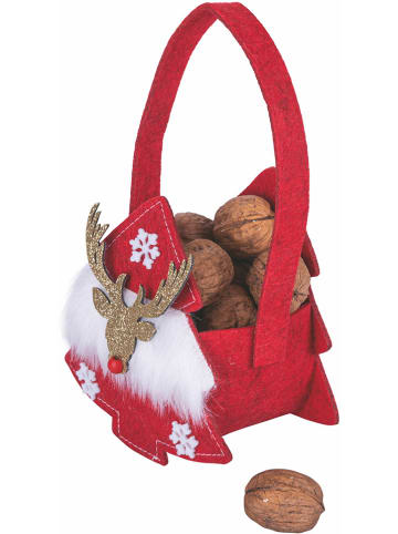 Villa d´Este Dekotasche "Xmas Reindeer" in Rot/ Weiß - (H)14,5 cm