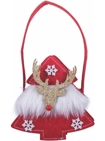 Villa d´Este Cadeauzakje "Xmas Reindeer" rood/wit - (H)14,5 cm