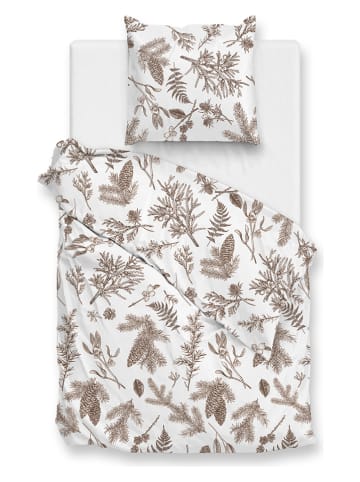 Zo!Home Flanellen beddengoedset "Esme" wit/lichtbruin