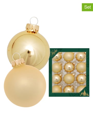 Krebs Glas Lauscha 12-delige set: kerstballen goudkleurig - Ø 5 cm
