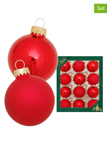 Krebs Glas Lauscha 12-delige set: kerstballen rood - Ø 5 cm