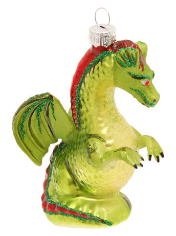 Krebs Glas Lauscha Christbaumornament "Drache" in Grün - (L)12 cm