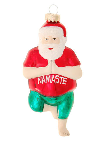 Krebs Glas Lauscha Kerstversiering "Kerstman in yogapositie" rood - (L)12 cm