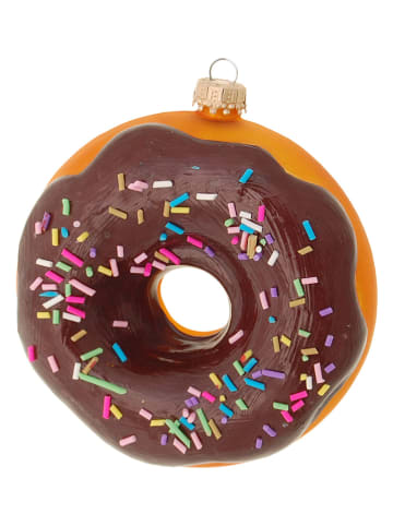 Krebs Glas Lauscha Christbaumornament "Amerikanischer Donut" in Braun - Ø 11 cm