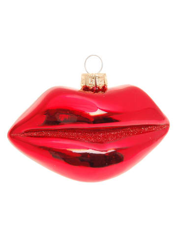 Krebs Glas Lauscha Christbaumornament "Rote Lippen" in Rot - (L)9 cm