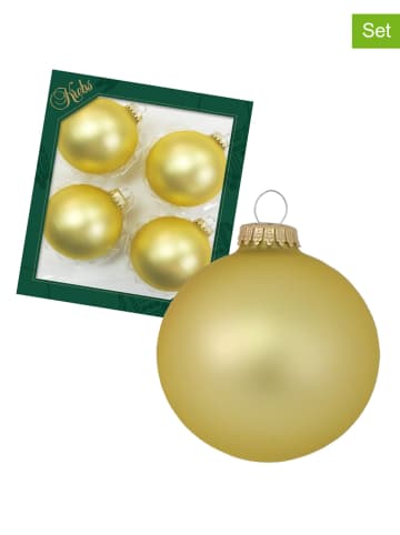 Krebs Glas Lauscha 4-delige set: kerstballen goudkleurig - Ø 8 cm