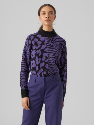 Vero Moda Sweter w kolorze fioletowo-czarnym