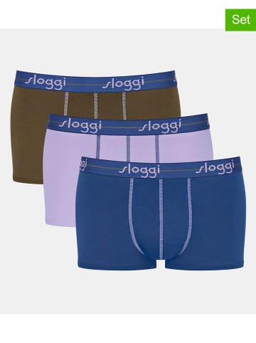 Sloggi 3-delige set: boxershorts blauw/paars/kaki