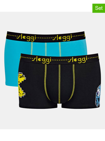 Sloggi 2-delige set: boxershorts turquoise/zwart