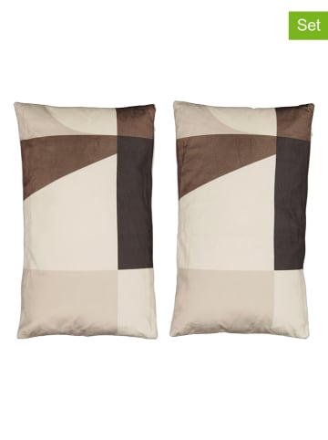 SiL Interiors 2-delige set: decoratieve kussens beige/bruin - (L)50 x (B)30 cm