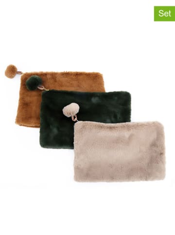 SiL Interiors 3-delige set: toilettassen lichtbruin/donkergroen/beige - (B)36 x (H)23 cm