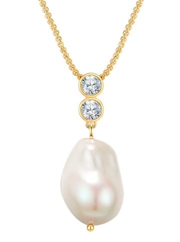 Perldesse Pozłacany naszyjnik z perłą i cyrkoniami - dł. 46 cm