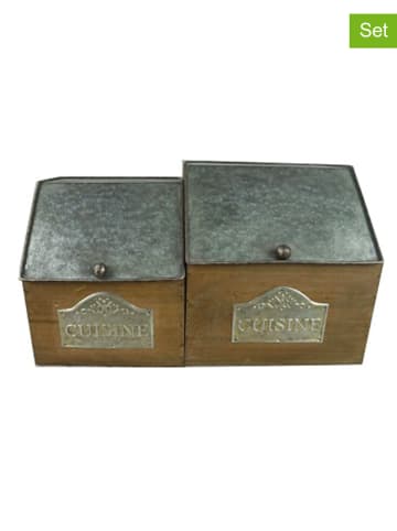 Anticline 2er-Set: Aufbewahrungsboxen in Natur/ Silber