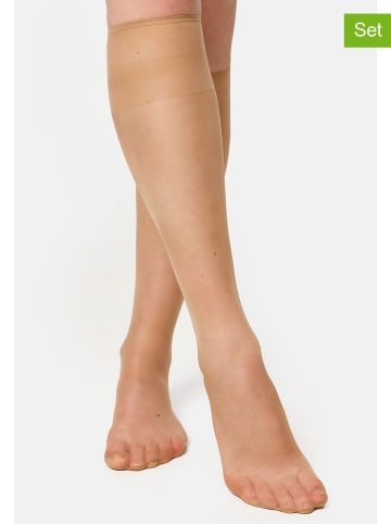 Nur Die 5er-Set: Kniestrümpfe in Beige - 15 DEN