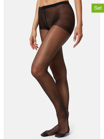 Nur Die 3-delige set: panty's "Fijne zijde" zwart - 15 denier