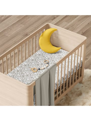 Cacharel textiles Satin-Bettlaken "Floraison de Roses" in Beige/ Weiß