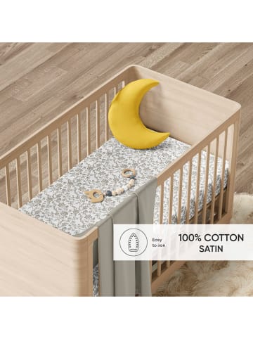 Cacharel textiles Satijnen bedlaken "Floraison de Roses" beige/wit