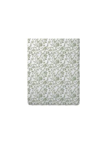 Cacharel textiles Satijnen bedlaken "Floraison de Roses" wit/groen