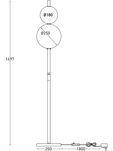 näve LED-Standleuchte "Nova" - EEK E (A bis G) - (H)149 x Ø 25 cm