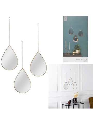 THE HOME DECO FACTORY 3er-Set: Spiegel in Gold in Gold - (B)19 x (H)27 cm