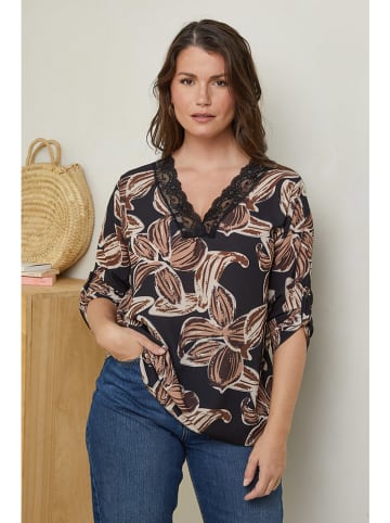 Curvy Lady Bluse in Schwarz/ Bunt
