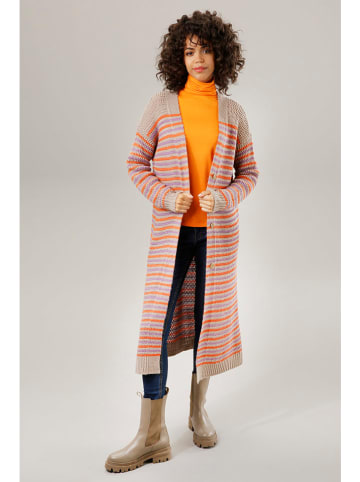 Aniston Longcardigan in Beige/ Orange/ Flieder