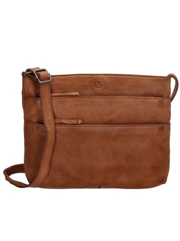 HIDE & STITCHES Leder-Umhängetasche in Braun - (B)26 x (H)20 x (T)5 cm